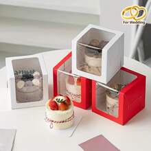 10pcs PET Transparent Baking Gift Boxes, Suitable For Mousse Cakes, Baked Goods And Desserts, With Display Window, Great For Parties, Food Packaging, Applicable For Christmas, Halloween And Wedding Celebrations - Multicolor - View 2