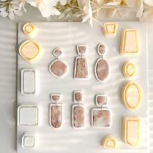4 khuôn đất sét hình học tối giản, khuôn làm khuyên tai bằng đất sét thiết kế hình học trang nhã, có thể tái sử dụng cho các sản phẩm thủ công làm từ đất sét polymer. - Nhiều màu - Xem 1