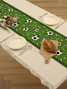 Football Table Runner Placemat Tablecloth, Football Gift Design Tablecloth, Suitable For Home Dining Room And Restaurant, Dining Table Decor, Home Decor Tablecloth, Indoor And Outdoor Party Supplies, Room Decor, Holiday Gift - Multicolor - View 11