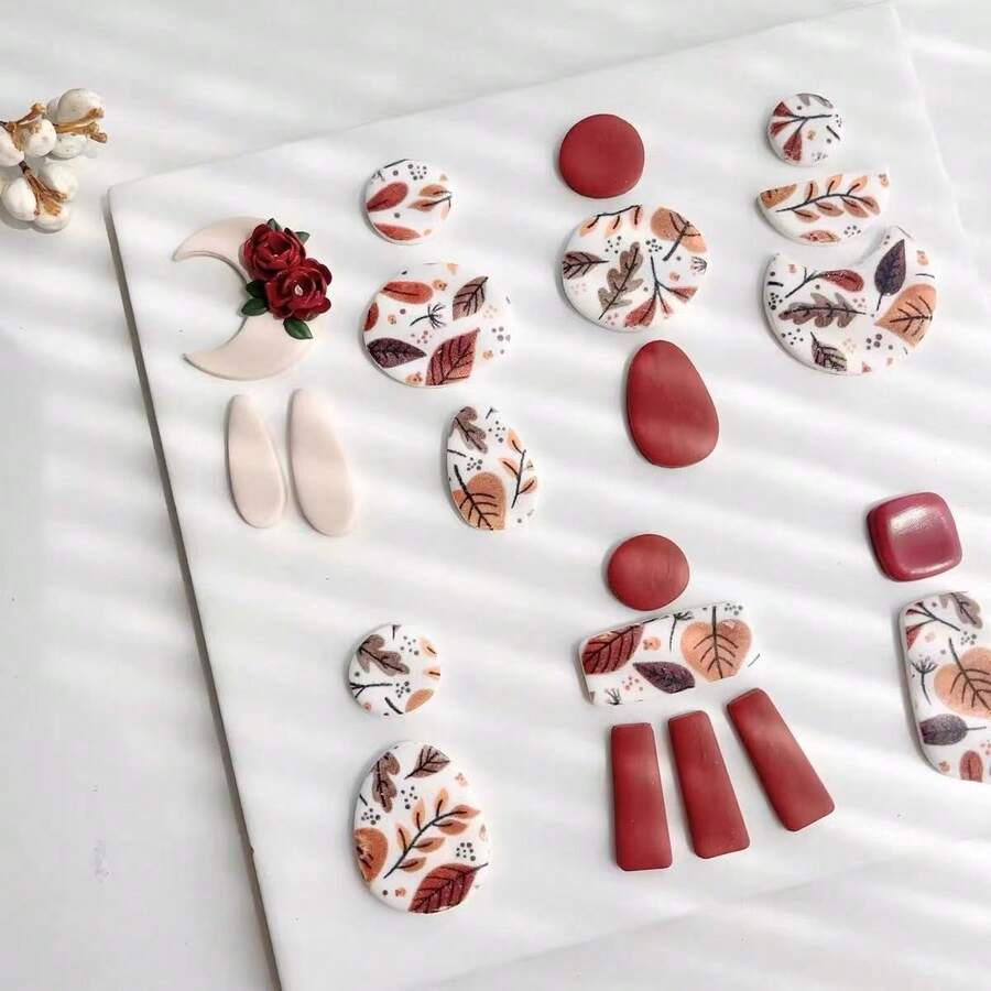 DIY Polymer Clay Earring Mold Set, Basic Shapes, Suitable For Beginners, Handmade Jewelry, Brooches And Pendants - High Precision Cutting Tools, Create Unique Accessories - White - View 1