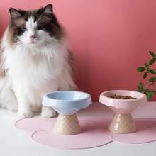 1个陶瓷猫碗，宠物碗，冰淇淋碗，高脚斜口设计，颈部保护，防摔猫狗碗 - 200ml - 查看 2