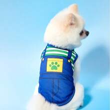 Áo khoác cho thú cưng kẻ sọc cổ điển, in họa tiết màu xanh denim, nhẹ và thoáng khí, kiểu dáng giản dị đáng yêu, phụ kiện thú cưng phổ biến ở Châu Âu và Mỹ. - màu xanh lá - Xem 10