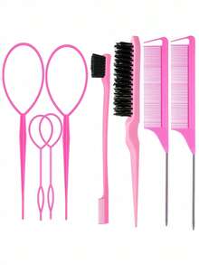 Set Sisir Rambut 8/1 buah, Sisir Rambut, Sikat Alis, Sisir Pewarna Rambut Ganda, Sisir Ujung dan Ekor Sisir Rambut Plastik Tiga Baris, Minyak Perawatan Rambut, Digunakan untuk Membuat Rambut Mengembang dan Halus, Set Alat Tata Rambut, Kit Alat Penata Rambut - MultiWarna - View 3