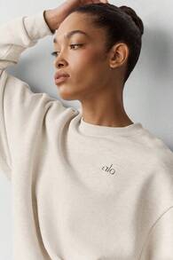 Alo Yoga Alo Accolade Crew Neck Pullover Unisex Style Designed For A Boxy Oatmeal Heather U3031rg - Màu Xám nhạt - Xem 3