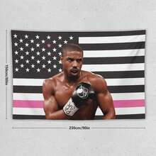1PC Actor Michael B Jordans Printed American Flag Decorative Tapestry Flag, Patriotic Star Spangled Banner Design, Suitable For Horizontal Hanging In Bedrooms, Dormitories, And Living Rooms, Easy To Install, Ideal Gift For Fans, Dormitory Room Accessories, Festival Gifts - 1PC - Xem 10