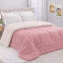 Sherpa Comforter With Blanket, Queen Size, Thick, 2.40m X 2.20m - 乾枯玫瑰色 - 查看 2