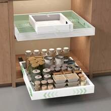 NETEL 2 piezas Cajones Extraibles para Cocina Cajones Deslizables para Cocina con 3 Rieles Adhesivo Expandible por los cuatro lados Organizador para Alacena An: 30-49 cm Prof : 43 5-55 cm NE - Blanco - Ver 7