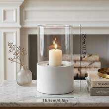 Tabletop Fire Bowl Pot Two Use-Fireplace And Candle Holder Windproof 10" H Pillar Candle Holder For Dining Table And Patio(Without Candle) - Regular - View 2