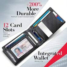 Rfid Carbon Fiber Luxury Men Wallets Money Bag Slim Thin Man Card Holder Wallet For Men Small Short Purse Male Vallet Billfold - Carbon Black - View 3