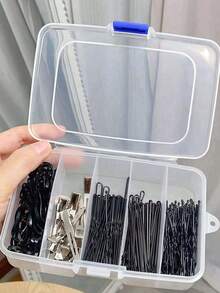 1pc Transparent Plastic Storage Box, Five/Ten Grid Storage Box, Hair Accessories Portable Divided Box With Snap Button, Plastic Cosmetic Storage Box, Beauty Makeup Hair Tool Storage Small Box, Desktop Storage Box, Small Accessory Box, Multi-Purpose Organizing Box For Small Items, Small Toys, Jewelry, Stickers, Small Cards, Hair Accessories Storage Box, Jewelry Storage Box, Suitable For Cosmetics, Hair Clips, Headwear. - Multicolor - View 2