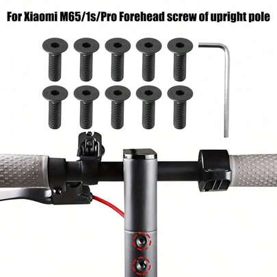 Mi3 M365 Pro Pro2 Electric Scooter Handlebar Front Fork Tube Screws, Comes With Hex Installation Tool, Suitable For Ninebot ES1 ES2 Scooter Handlebar Front Pole Screw Replacement Parts