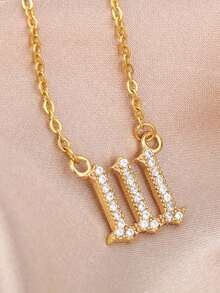 1件欧美时尚立方氧化锆数码天使翅膀吊坠项链，女士个性化时尚项链 - 金色 - 查看 18