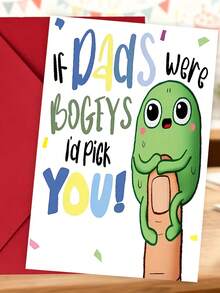 1pc, Funny "If Dads Were Bogeys I'd Pick You!" Father's Day Card. Includes Envelope, Premium Matte Paper. Playful Cartoon Bogey On Finger Design. Perfect For Dads-The Ideal Humorous Greeting Card For Fathers (12cm/4.7in X 17cm/6.7in) - Red Envelope - View 3