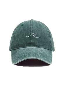 1 chiếc mũ lưỡi trai mới đã giặt, họa tiết sóng tối giản thêu, mũ unisex, mũ snapback đa năng dành cho học sinh. - mũ bóng chày - Xem 8