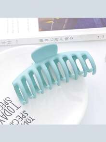 1个黑色大号发爪夹，哑光鲨鱼齿设计发饰，时尚百搭夏季头饰发夹 - 彩色 - 查看 8