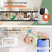 CDYCAM WiFi Baby Monitor With App, 5-Inch HD Display, HD Camera, Night Vision, Two-Way Talk, Temperature Sensor And Lullabies - White - View 9