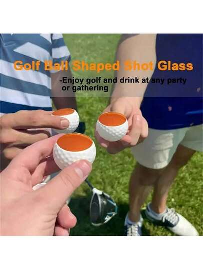 1/2/3pcs Golf Ball Shaped Reusable Drinking Cups, Crescent Moon Design, Suitable For Whiskey, Tea, Coffee, Alcohol, Juice And Other Beverages, Portable And Easy To Clean, Perfect Gift For Golfers, Golf Accessories, Drinkware, Water Bottles, Plastic Cups