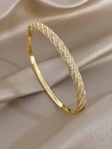 Bộ vòng tay bằng đồng mạ vàng 18K đính pha lê toàn bộ, vòng tay vàng, vòng tay đồng, trang sức mạ vàng, lý tưởng để đeo hàng ngày, quà sinh nhật, hẹn hò, tiệc tùng, lễ Phục sinh, lễ hội Carnival, quà tặng ngày Valentine, trang sức mùa hè, trang sức phong cách Boho, quà tặng ngày của mẹ. - Nhiều màu - Xem 8