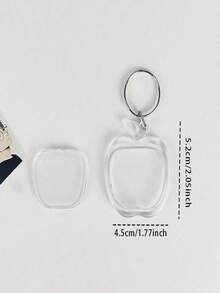 5 chiếc móc khóa khung ảnh trống bằng acrylic trong suốt, có thể lồng ảnh, dạng tách rời, dùng để treo chìa khóa, tự làm quà tặng kỷ niệm cho cặp đôi. - a - Xem 5