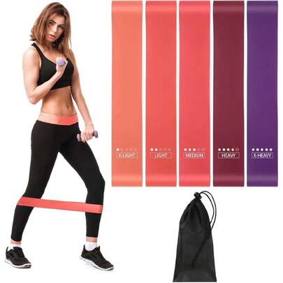 Bandas Elasticas Musculación, 5 Niveles de Bandas de Resistencia para Gluteos Cadera Piernas Brazos Set de 5 Cintas Elásticas Fitness Musculación para Entrenamiento Deporte Yoga Pilates,44461227