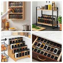 Tomnk 16pcs Square Glass Spice Jars With Black Metal Lids & Shaker Tops, Clear Seasoning Containers Set With Labels, Funnel & Pen, Airtight Herb Storage For Kitchen Pantry Cabinet, Ideal Mother's Day Gift - 16 chiếc - Trong suốt - Xem 6