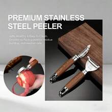 2 piezas Pelador multifuncional con mango de madera minimalista, que pela fácil y suavemente una variedad de frutas y verduras - Multicolor - Ver 5