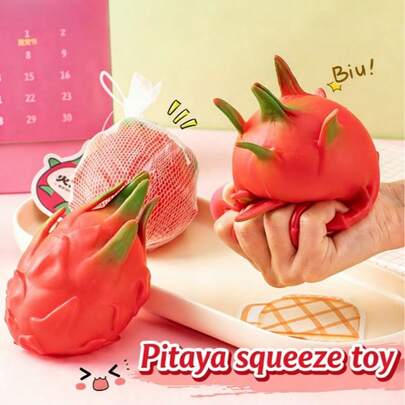 1pc 2026 Realistic Dragon Fruit Squeeze Toy, Super Soft Slow Rebound Stress Relief Toy, Actual Fruit Texture Non-Sticky Odorless, Adult Office Home Emotional Release Healing Artifact, Desk Decoration Squeeze Toy, Durable Deformation Resistant, Gag Gift, Birthday Gift, Gift, Fidget Toy