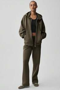 Alo Yoga Alo Accolade Full Zip Hoodie Unisex Style Designed For A Boxy Olive Tree U3041rg - Khaki - View 5