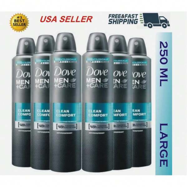  Dove Men + Care Antiperspirant Deodorant Spray, 48H Protection, Long-Lasting Clean Comfort Scent, Soothes & Moisturises Skin, 5 Oz. Each