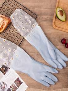 Reusable Thick Waterproof Anti-Slip Rubber Long Sleeve Gloves, Suitable For Dishwashing, Kitchen Cleaning And Pet Care - A - View 4