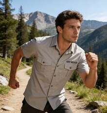 Men's Short-Sleeved Cargo Shirt With Pockets, Utility Style And Comfortable For Everyday Wear - 米色 - 查看 2