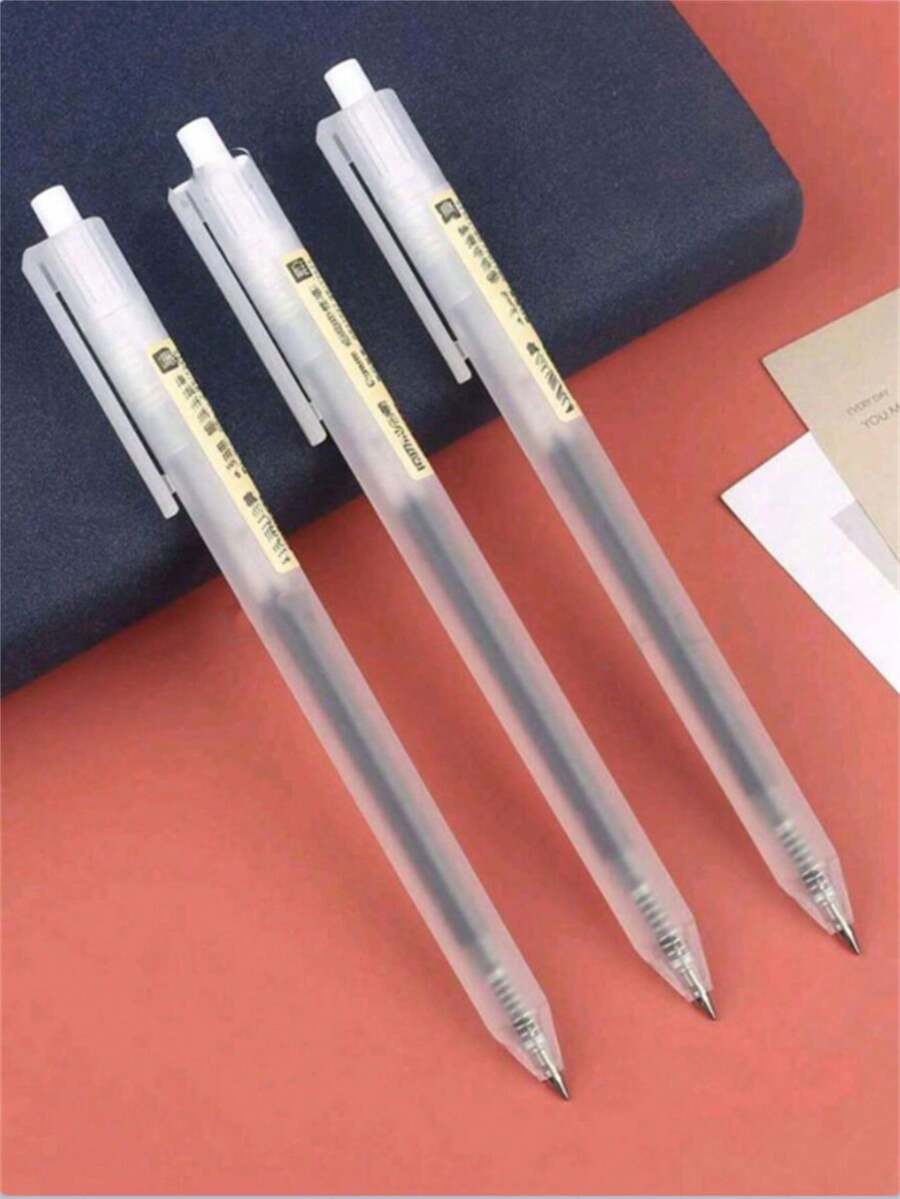 2/5/10pcs/Set Neutral Pens, Simple Press-Type Ballpoint Pens, 0.5mm Ink, Suitable For Business Office, Back To School Essential - Multiple Styles - View 1