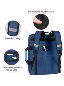 Art Portfolio Bag Backpack, A3 Art Portfolio 15x 18 Inch, Artist Travel Tote Bag Artwork And Drawing Supplies, Blue Empty Bag, Patent Design - Blue - View 4