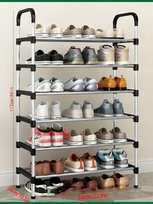 1 chiếc kệ giày nhiều tầng bằng kim loại chất lượng cao, giá để giày đa năng tiết kiệm không gian cho lối vào nhà, kiểu dáng thẳng đứng. - màu đen - Xem 14