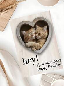 Tarjeta divertida con sobre, diseño de gato juguetón, adecuada para familias, amigos, hermanos y hermanas, amantes, tarjetas de cumpleaños hechas a mano exquisitas - Multicolor - Ver 3