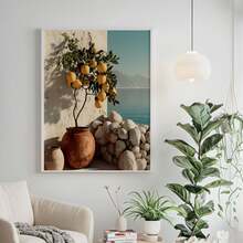 1pc Canvas Wall Art, Framed Wall Art, Lemon Tree Wall Decor, Mediterranean Poster, Ceramic Pot Print, Beach Summer Decoration, Rustic Italian Landscape Photography, Modern Kitchen Art, Farmhouse Chic Apartment Decor, Vintage Wall Art, Boho Style Decorative Poster, Modern Apartment Decor, Home Decor, Dorm Decor, Bedroom Decor, Bathroom Decor, Kitchen Decor, Holiday Gift, Living Room Decor, Room Decor - Lemon - View 6