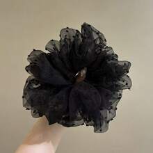 1件装多功能日常通勤法式蓬松网纱刺绣波点芭蕾舞柔软发圈，女性化美学，夏季，头发，假日 - 彩色 - 查看 3