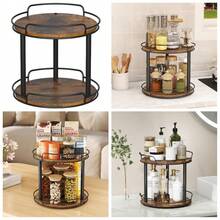 10.2'' Wood Lazy Susan Turntable Organizer For Cabinet, 2 Tier Lazy Susan Spice Rack Organizer For Kitchen, Table Top, Countertop, Pantry, Medicine Organizer - 10 Inches 2 Tier - View 2