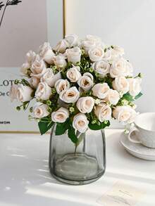 1PC Artificial Rose Bouquet, Home Dining Table Decoration, Photography Props, Outdoor Garden Wedding Decoration, Bride Holding Flower, Wrist Flower, Party Decoration, Valentine's Day Gift, New Year Decoration, Valentine's Day Gift, Birthday Graduation Gift - White - View 6
