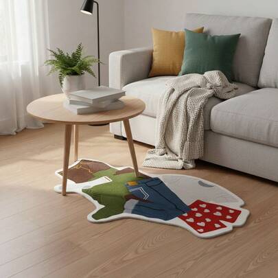 1pc Plush Soft Imitation Cashmere Area Mat With Unique Cartoon Character Design - Cozy Bedroom, Sofa, Or Home Decor Mat. This Mat Serves As A Sofa Accessory, Living Room Mat, Or Playful Room Accent, Hand Wash Only. Its Soft, Fluffy Texture And Vibran