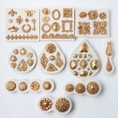 Khuôn silicon làm trang sức, đá quý, khuôn thủ công tự làm, khuôn trang trí bánh fondant, dụng cụ nhà bếp, dụng cụ làm bánh, khuôn trang trí bánh cupcake, khuôn trang trí tiệc cưới sinh nhật, có thể tái sử dụng.