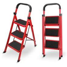 Folding, Non-Slip, Household Folding Ladder, 3-Step Ladder With Handrail, Non-Slip Household Folding Ladder - Black - View 1
