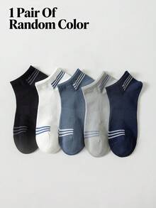 1/5 Đôi tất nam kẻ sọc bằng cotton, tất cổ thấp thoáng khí bằng lưới, tất mặc hàng ngày phù hợp mọi mùa. - Nhiều màu - Xem 13