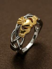 1 chiếc nhẫn thiết kế hình trái tim vương miện tối giản, thanh lịch, thích hợp làm quà tặng trang sức cho nữ giới khi đeo hàng ngày, dự tiệc, hẹn hò hoặc đi du lịch. - Bạc - Xem 1