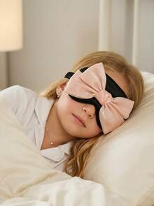 1pc Kids/Teens Pink Oversized Bow Sleep Eye Mask, Eye Protection Sleeping Mask For Nap, Travel, Blocking Light - Hitam - View 6