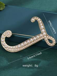 1pc Fashionable Creative Pearl A-Z English Letter Gold Brooch, Versatile Minimalist Accessory Pin For Men And Women - Gold - View 24