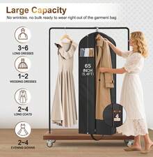 MISSLO 65 Long Garment Bags Travel Women 4 Gusseted Dress Bags Gowns Waterproof Dress Protector Bag Closet Storage Clothing Covers Hanging Clothes Wedding Dresses Storage - Lining Fabric - View 3