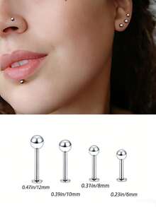 3/4 chiếc khuyên môi bằng thép không gỉ 16G, khuyên mũi, trang sức xỏ khuyên, khuyên tai Monroe, khuyên sụn tai, khuyên xoắn ốc, khuyên tròn 6/8/10/12mm - Nhiều màu - Xem 1