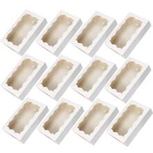 7x4.9x1.5英寸白色饼干盒，带窗口烘焙盒，适用于迷你蛋糕、甜点、糕点、甜甜圈、马卡龙、草莓、巧克力糖果（含贴纸） - 查看 11