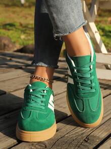 Giày trượt ván buộc dây dành cho nữ, giày thể thao leo núi, trượt ván ngoài trời, giày sneaker thường ngày đa năng. - màu xanh lá - Xem 2